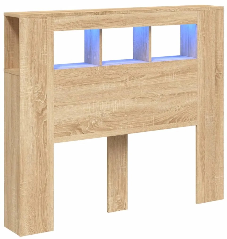 vidaXL Κεφαλάρι Κρεβατιού με LED Sonoma Δρυς 120x18,5x103,5 εκ