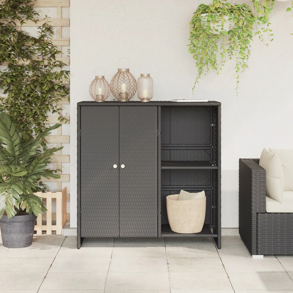 vidaXL Ντουλάπα αποθήκευσης  Μαύρη 100x36x102 εκ. Ρατάν