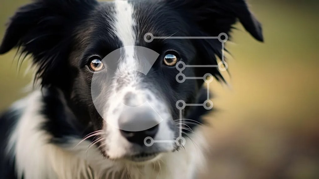 Intra Συλλεκτικό Ξύλινο Παζλ Plywood  4mm - Μαύρο και άσπρο Border Collie Dog με περίεργη έκφραση Σε Ξύλινο Κουτί - Διαστάσεις: 10x10 cm – 25 κομμάτια