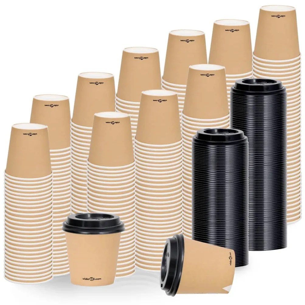 vidaXL Ποτήρια Καφέ Χάρτινα με Καπάκια 120 ml 1000 Τεμάχια Καφέ