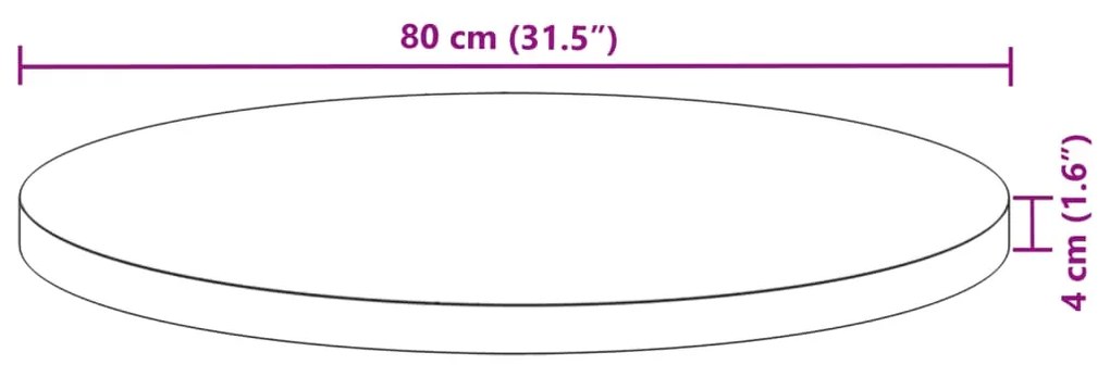 Επιφάνεια Τραπεζιού Στρογγυλή Ø80x4 εκ. από Μασίφ Ξύλο Ακακίας - Καφέ