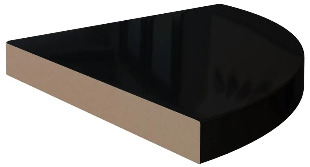 vidaXL Ράφια Τοίχου Γωνιακά 2 Τεμ. Γυαλιστερό Μαύρο 35x35x3,8 εκ. MDF