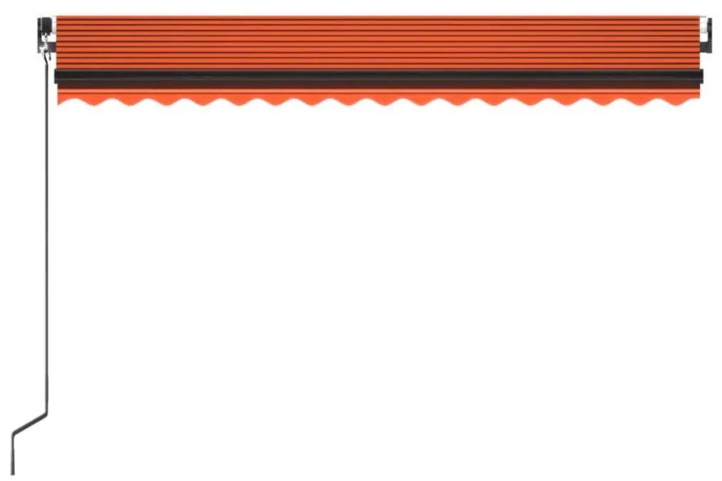 Τέντα Συρόμενη Χειροκίνητη με LED Πορτοκαλί/Καφέ 450 x 350 εκ. - Πολύχρωμο