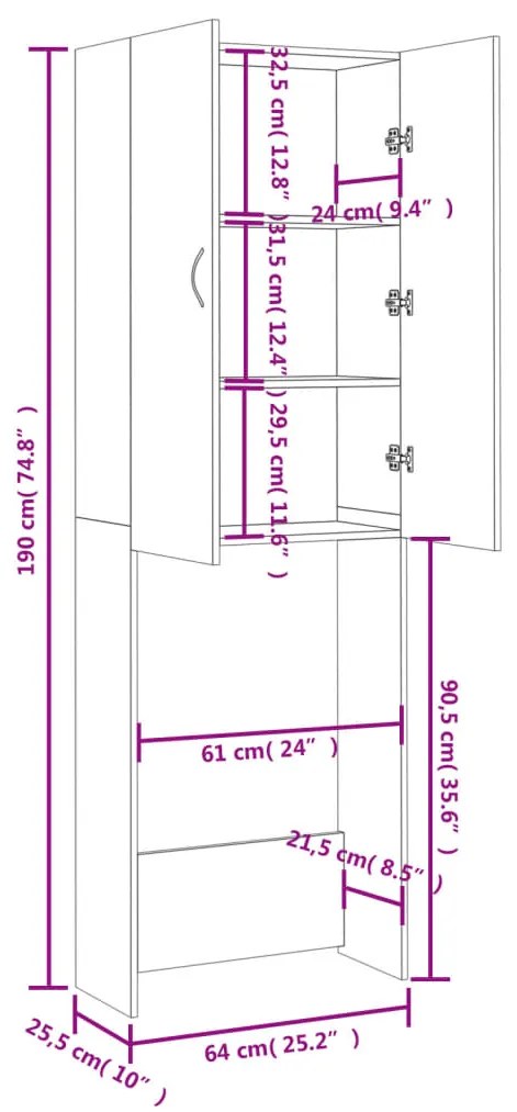 ΝΤΟΥΛΑΠΙ ΠΛΥΝΤΗΡΙΟΥ SONOMA ΔΡΥΣ 64 X 25,5 X 190 ΕΚ. 808416