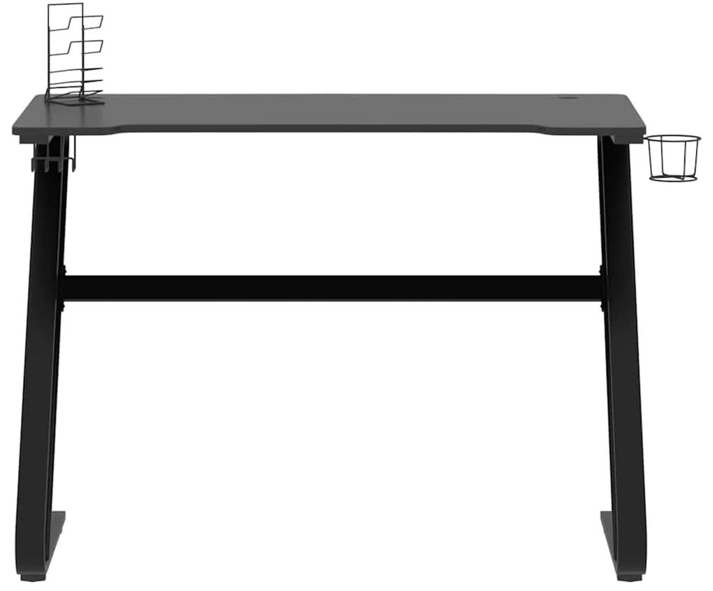vidaXL Γραφείο Gaming Μαύρο 110 x 60 x 75 εκ. με Πόδια σε Σχήμα ΖΖ