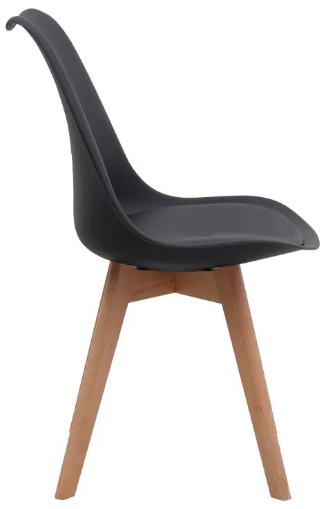 Καρέκλα τραπεζαρίας Viva Megapap PP - PU μαύρο - ξύλινο φυσικό πόδι 48,5x54x80εκ.