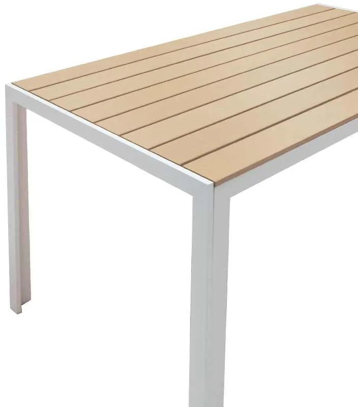 Τραπέζι κήπου Nares pakoworld αλουμίνιο λευκό-plywood φυσικό 140x80x72.5εκ