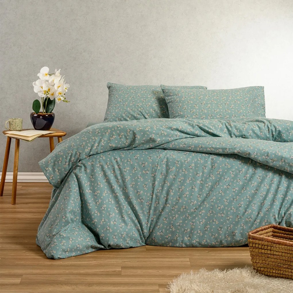 Σετ Σεντόνι Με 2 Μαξιλαροθήκες Φανελένιο Υπέρδιπλο Με Λάστιχο 160x200+30εκ. Fay Petrol Winter Line Mini Melinen 20005175