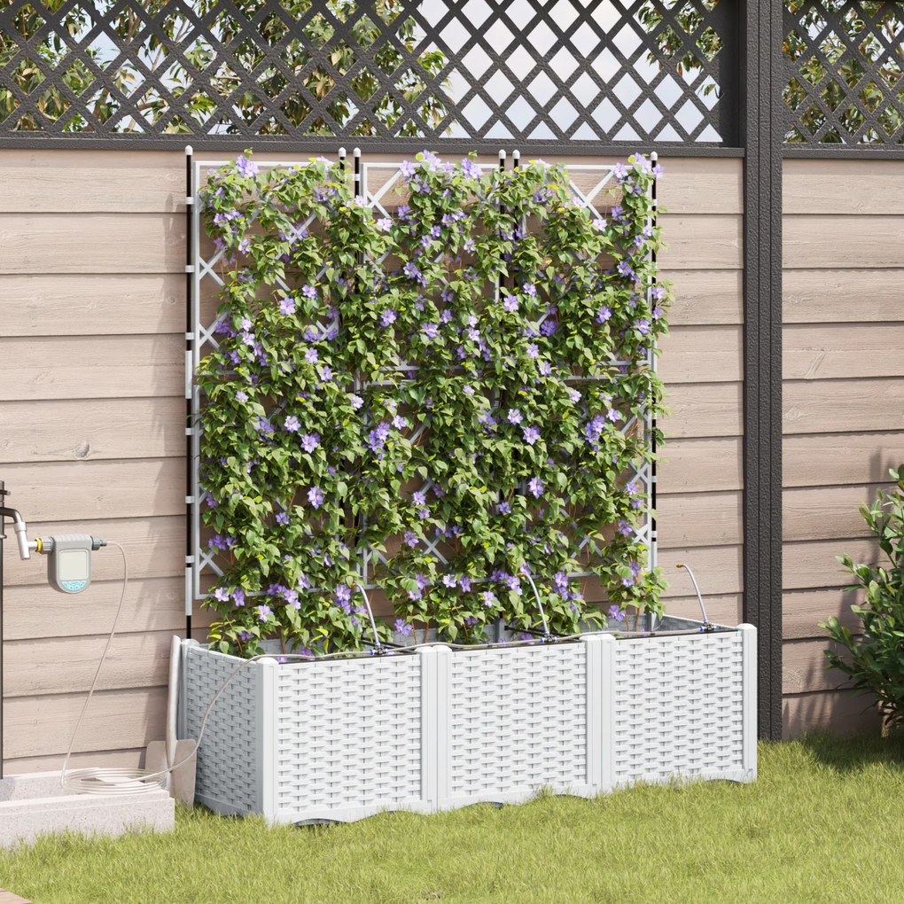 vidaXL Γλάστρες Κήπου 1 τεμ Καφασωτό Λευκό 120 x 40 x 142 cm Πλαστικό