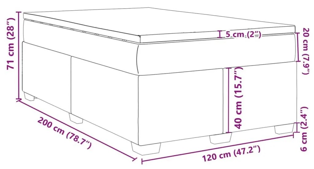 Κρεβάτι Boxspring με Στρώμα Μαύρο 120 x 200 εκ. Βελούδινο - Μαύρο