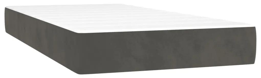 vidaXL Κρεβάτι Boxspring με Στρώμα Σκούρο Γκρι 90x190 εκ. Βελούδινο