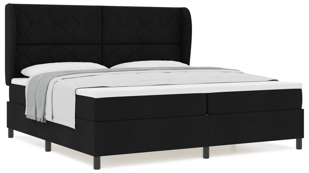 vidaXL Κρεβάτι με ελατήρια με στρώμα Μαύρο 200 x 200 cm ύφασμα