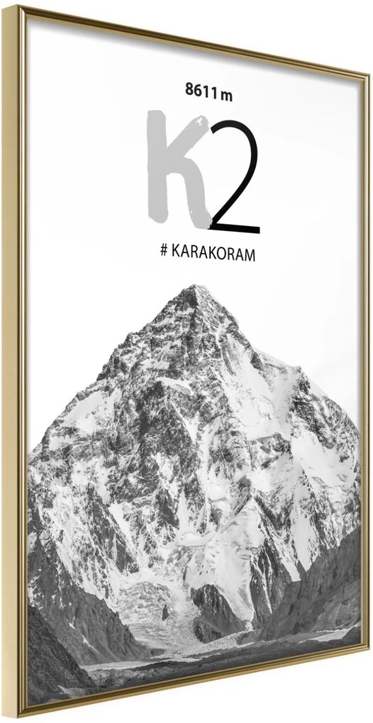 Αφίσα - Peaks of the World: K2 - 20x30 - Χρυσό - Χωρίς πασπαρτού