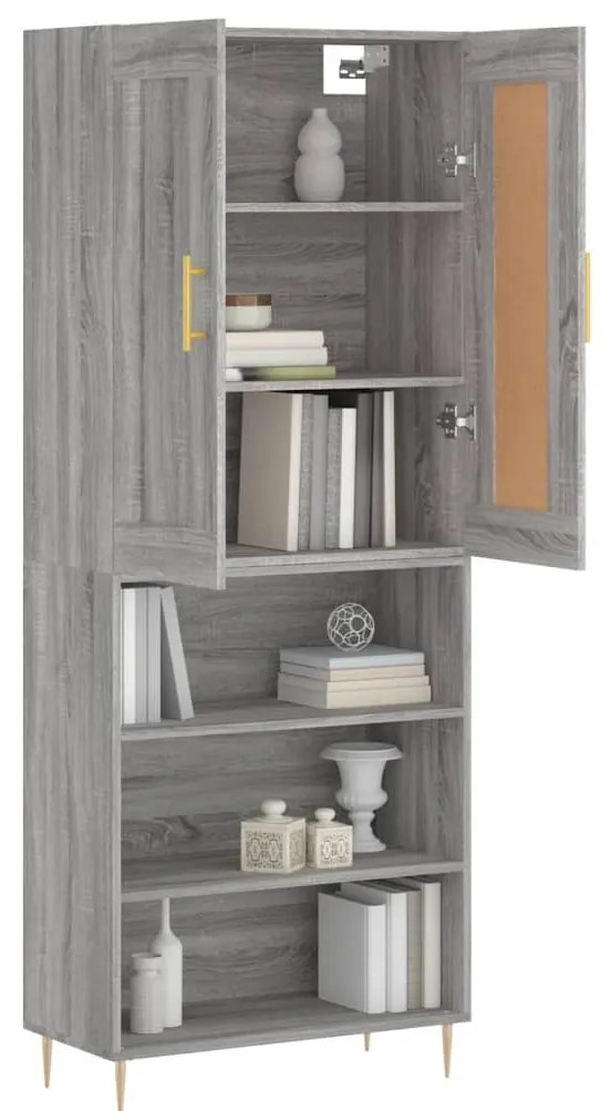 vidaXL Ντουλάπι Γκρι Sonoma 69,5 x 34 x 180 εκ. Επεξεργασμένο Ξύλο