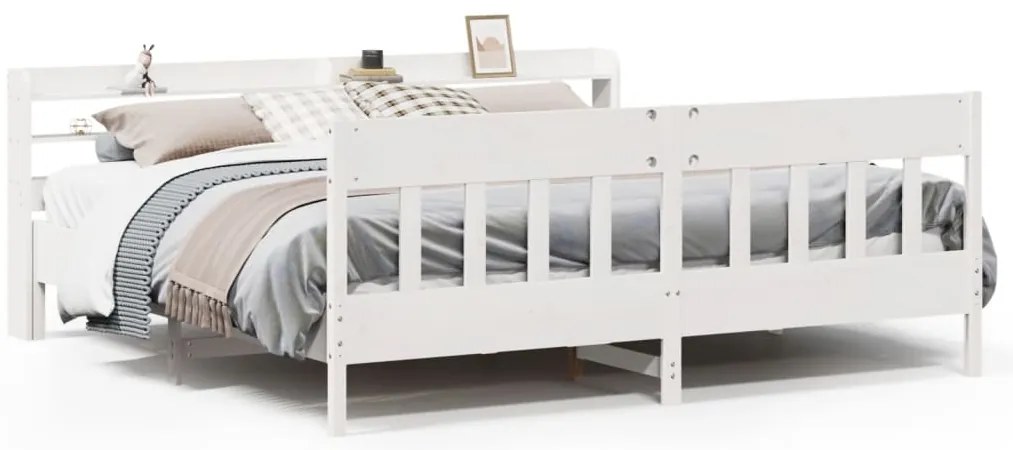 vidaXL Σκελετός Κρεβ. Χωρίς Στρώμα Λευκό 180x200 εκ Μασίφ Πεύκο