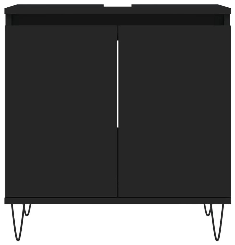 Ντουλάπι Μπάνιου Μαύρο 58 x 33 x 60 εκ. από Επεξεργασμένο Ξύλο - Μαύρο