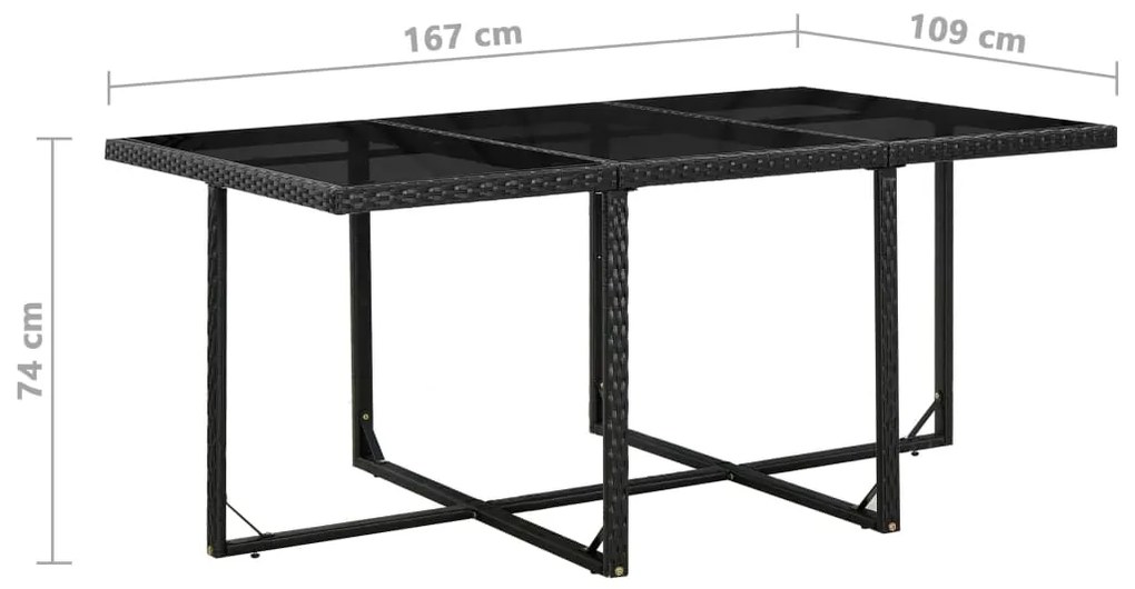 vidaXL Σετ Τραπεζαρίας Εξ. Χώρου 11 τεμ Μαύρο Συνθ. Ρατάν με Μαξιλάρια