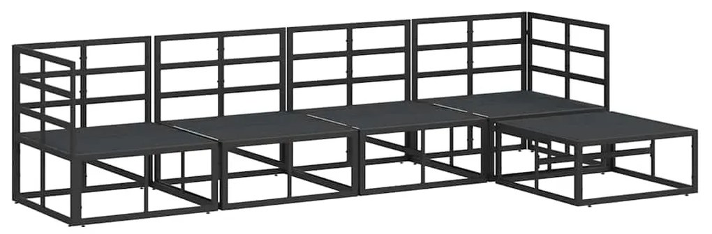 vidaXL Σετ Καναπέ Κήπου με μαξιλάρι 5 pcs Μαύρο Αλουμίνιο