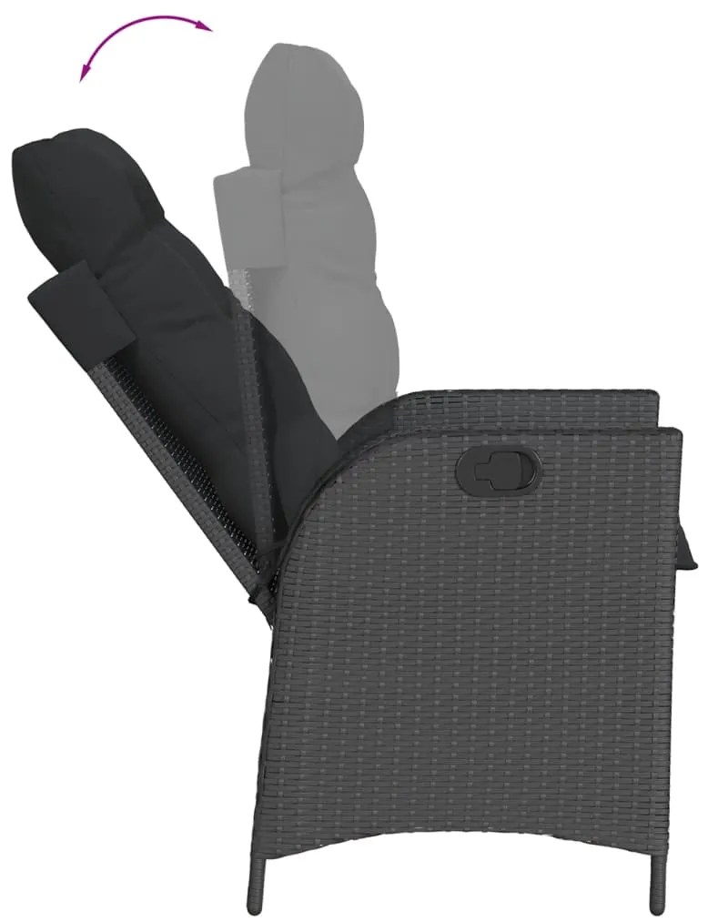 vidaXL Σετ Τραπεζαρίας Κήπου 5 Τεμαχίων Μαύρο Συνθ. Ρατάν με Μαξιλάρια