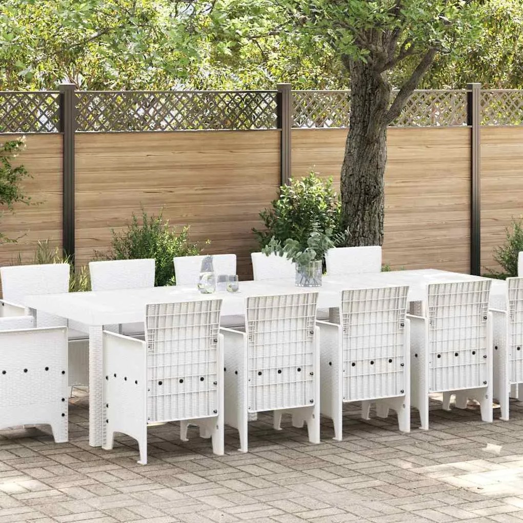 vidaXL Σέτ φαγητού για κήπο με μαξιλάρι 13 pcs Λευκό και Ανοιχτό γκρι