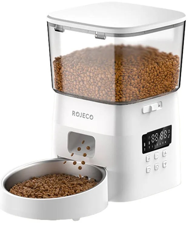Rojeco 2L Automatic Pet Feeder Button Version (White)