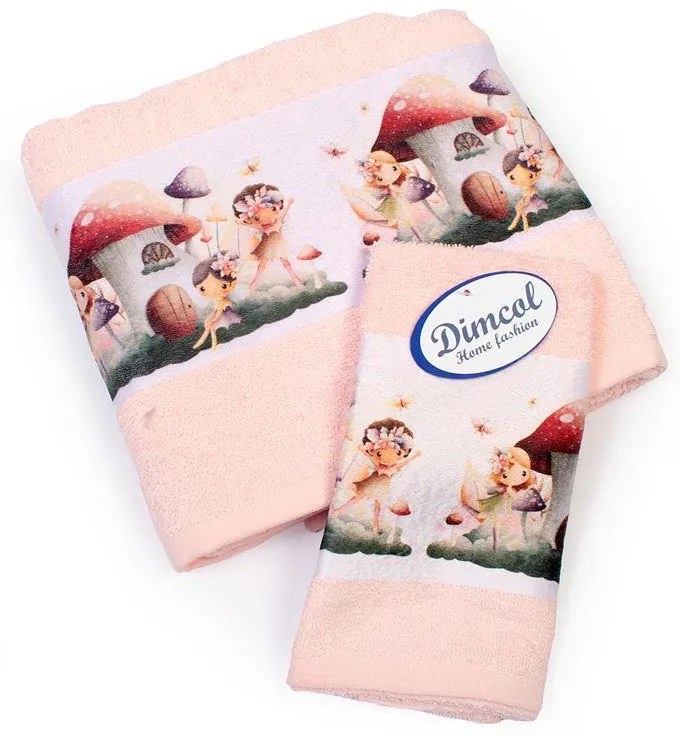 Σετ Πετσέτες 2τμχ Μπεμπέ Βαμβακερές Fairies 330 Pink DimCol