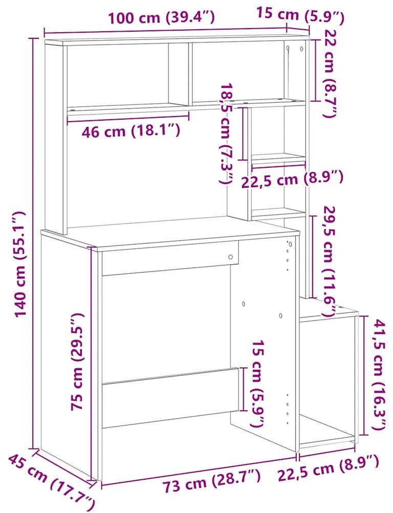 ΓΡΑΦΕΙΟ ΜΕ ΡΑΦΙΑ ΚΑΠΝΙΣΤΗ ΔΡΥΣ 100X45X140 ΕΚ ΕΠΕΞΕΡΓΑΣΜΕΝΟ ΞΥΛΟ 860440