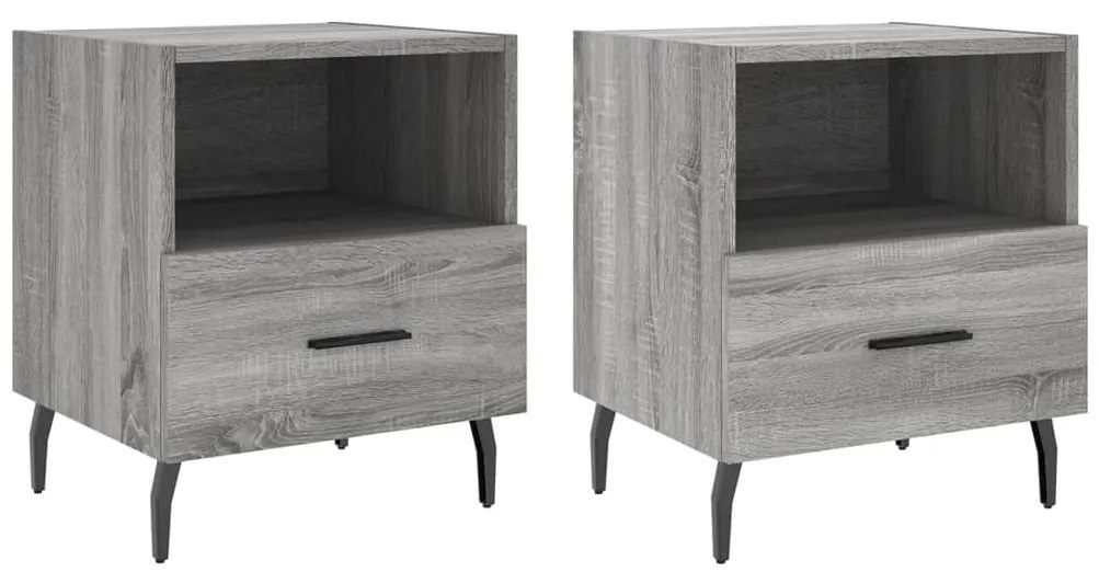 vidaXL Κομοδίνα 2 τεμ. Γκρι Sonoma 40 x 35 x 47,5 εκ. Επεξεργ. Ξύλο