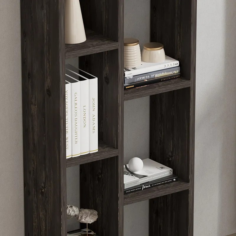 Βιβλιοθήκη Minicu pakoworld σε σκούρο καρυδί απόχρωση 44,4x19,6x150εκ (1 τεμάχια)