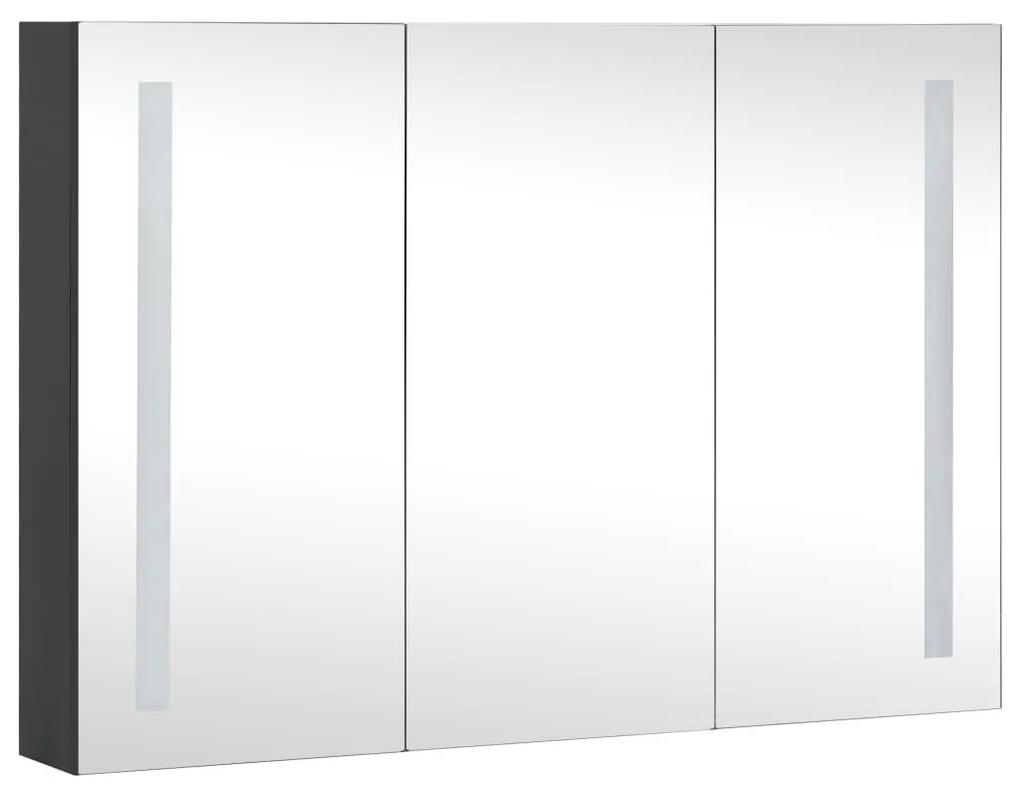 Καθρέφτης Μπάνιου με Ντουλάπι &amp; LED 89 x 14 x 62 εκ. - Ανθρακί