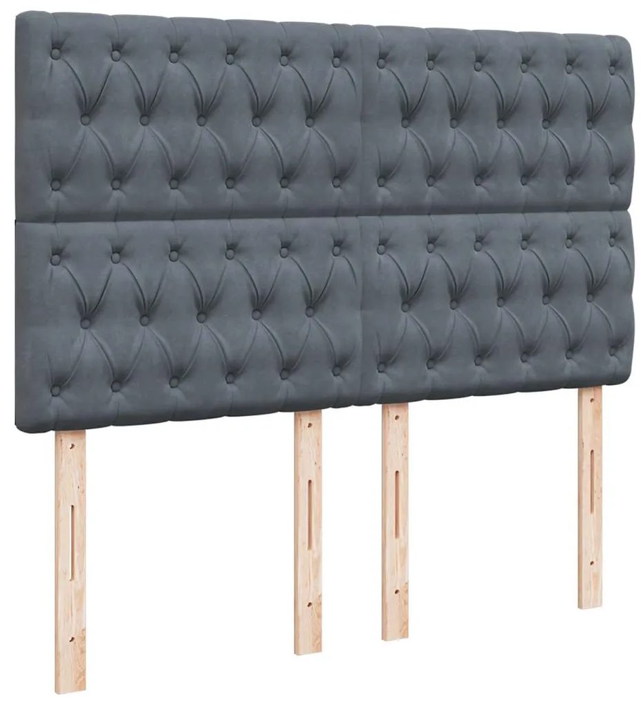 vidaXL Κρεβάτι Boxspring με Στρώμα Σκούρο Γκρι 140x190 εκ. Βελούδινο