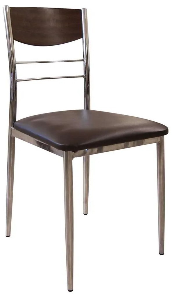 Καρέκλα Dino Χρώμιο-Wenge-Καφέ PVC Συσκ.6τμχ 42x51x90cm