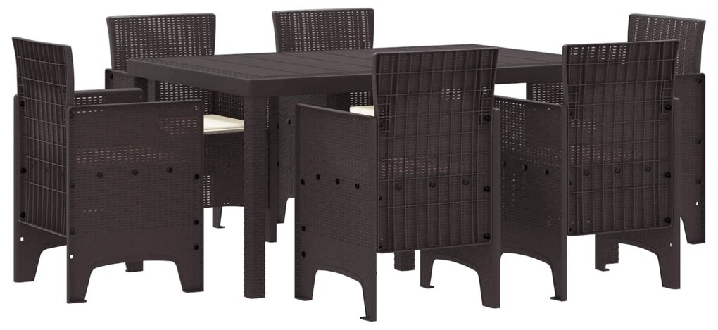 Σέτ φαγητού για κήπο 7 pcs Καφέ Rattan Polt