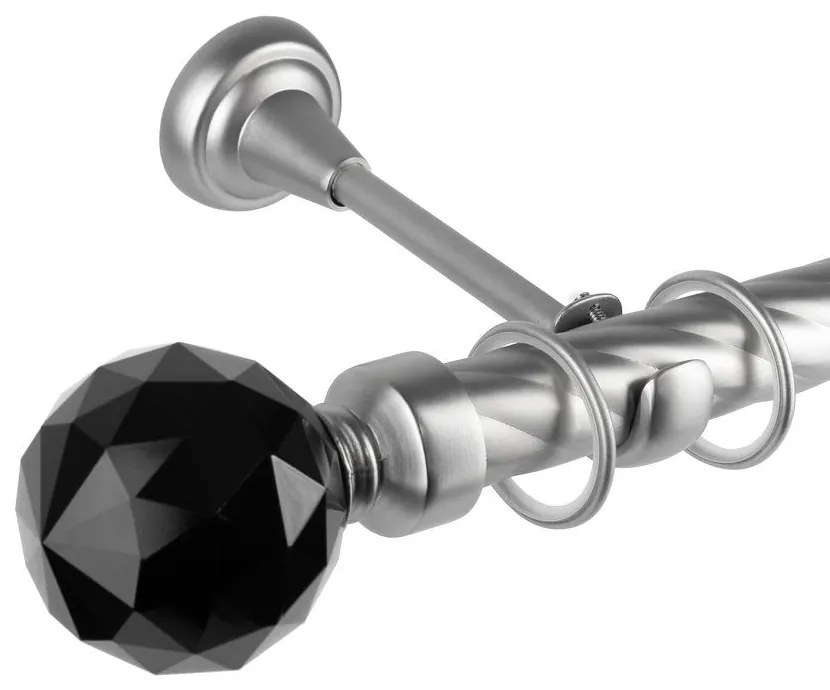 Κουρτινόβεργα μονή twist Cristal Noir 25/19 – χρώμιο ματ - 180 cm