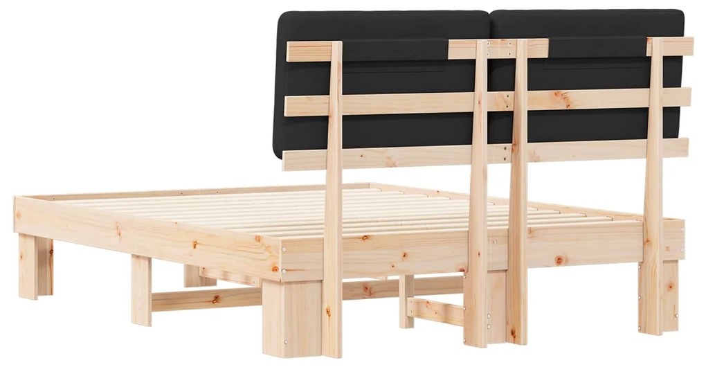 vidaXL Σκελετός Κρεβατιού με Επενδεδυμένο Κεφαλάρι Μαύρο 160 x 200 cm