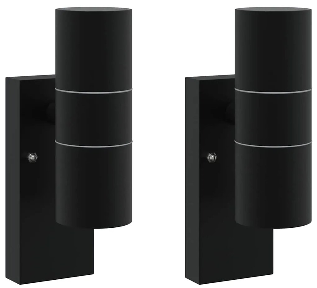 vidaXL Εξωτερικά Φωτιστικά Τοίχου 2 pcs Μαύρο 7 x 10 x 22 εκ