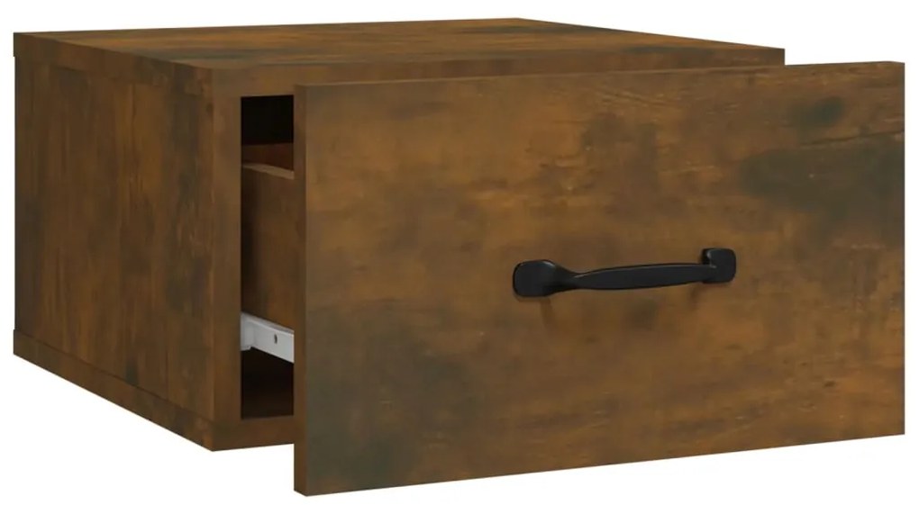 vidaXL Κομοδίνο Επιτοίχιο Καπνιστή Δρυς 35 x 35 x 20 εκ.