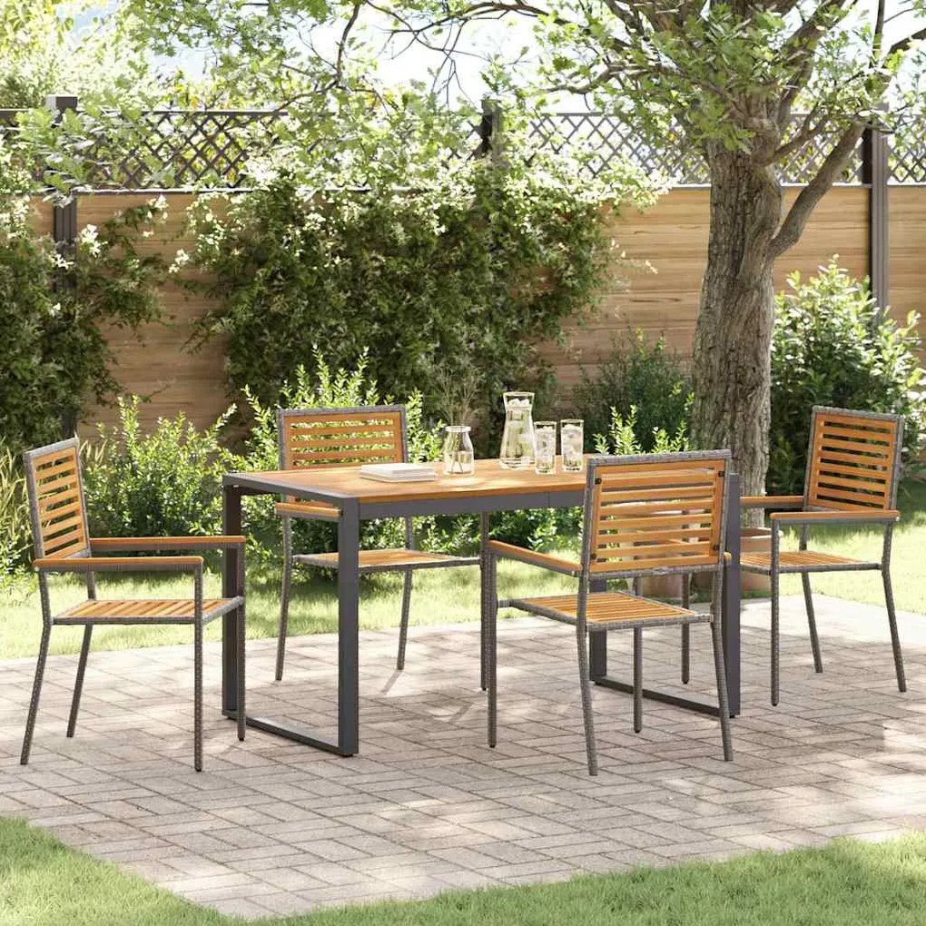 vidaXL Σέτ φαγητού για κήπο 5 pcs Γκρι, Ξύλο 140 x 80 x 75 cm