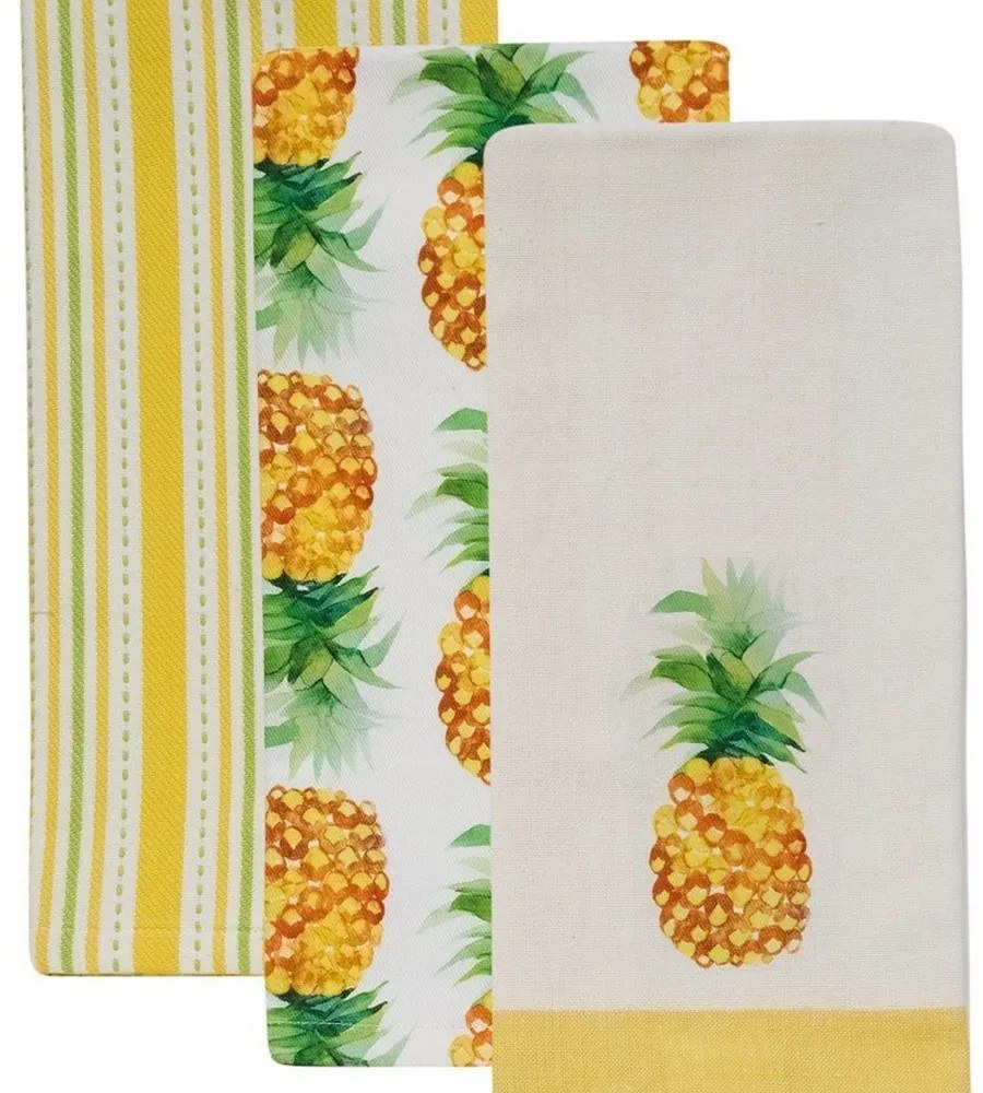 Πετσέτες Κουζίνας Fazzy 253 (Σετ 3τμχ) Green-Yellow Kentia 40x60cm 100% Βαμβάκι