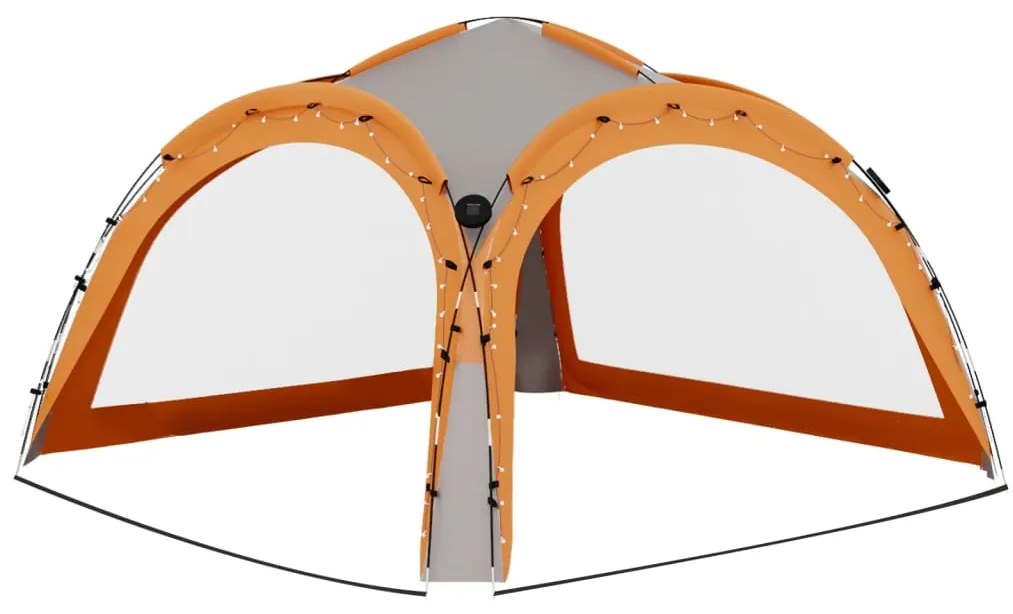 vidaXL Τέντα Εκδηλώσεων με LED 4 Τοιχώματα Γκρι/Πορτοκαλί 3,6x3,6x2,3μ