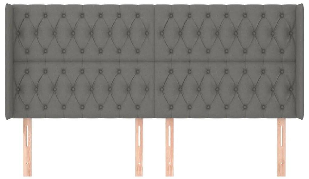 vidaXL Κεφαλάρι με Πτερύγια Σκούρο Γκρι 183x16x118/128 εκ. Υφασμάτινο