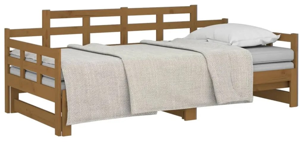 vidaXL Καναπές Κρεβάτι Συρόμενος Μελί 2x(90x190) εκ. από Μασίφ Πεύκο