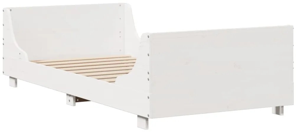 vidaXL Κρεβάτι Βιβλιοθήκη Χωρίς Στρώμα Λευκό 90x190 εκ Μασίφ Πεύκο