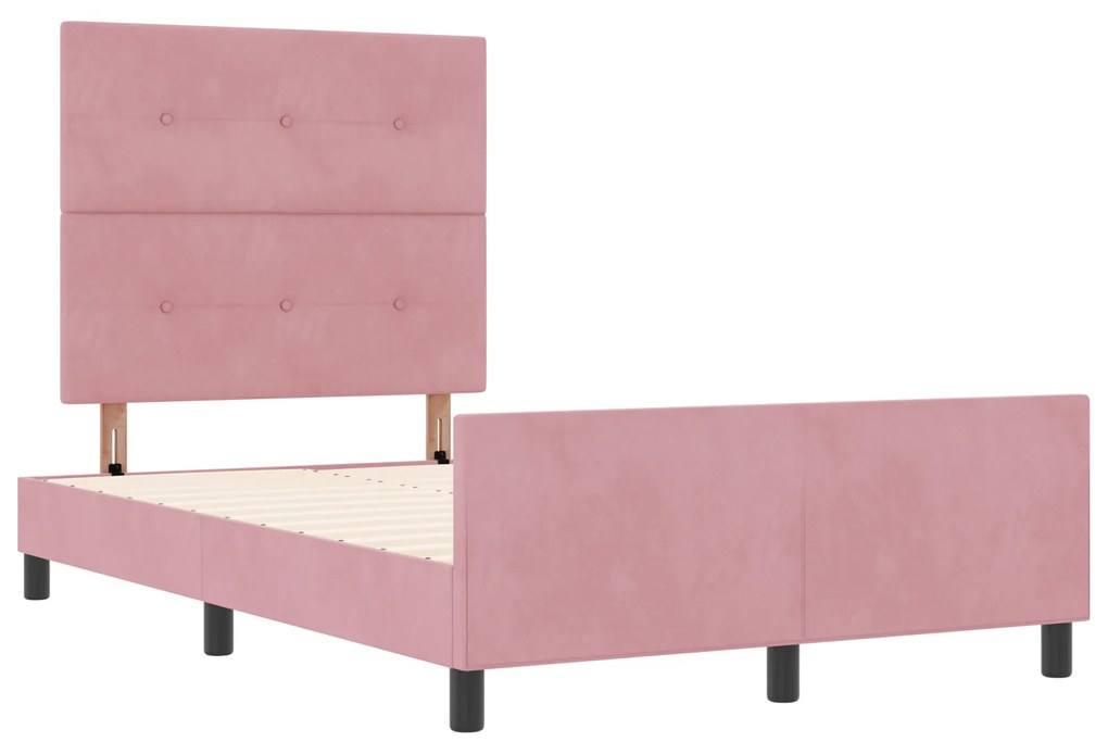 vidaXL Κρεβάτι Ροζ 120x190 cm Βελούδο