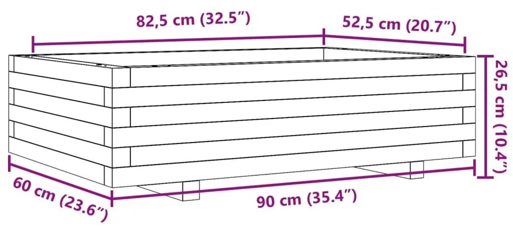 Ζαρντινιέρα Κήπου 90x60x26,5 εκ. από Εμποτισμένο Ξύλο Πεύκου - Καφέ