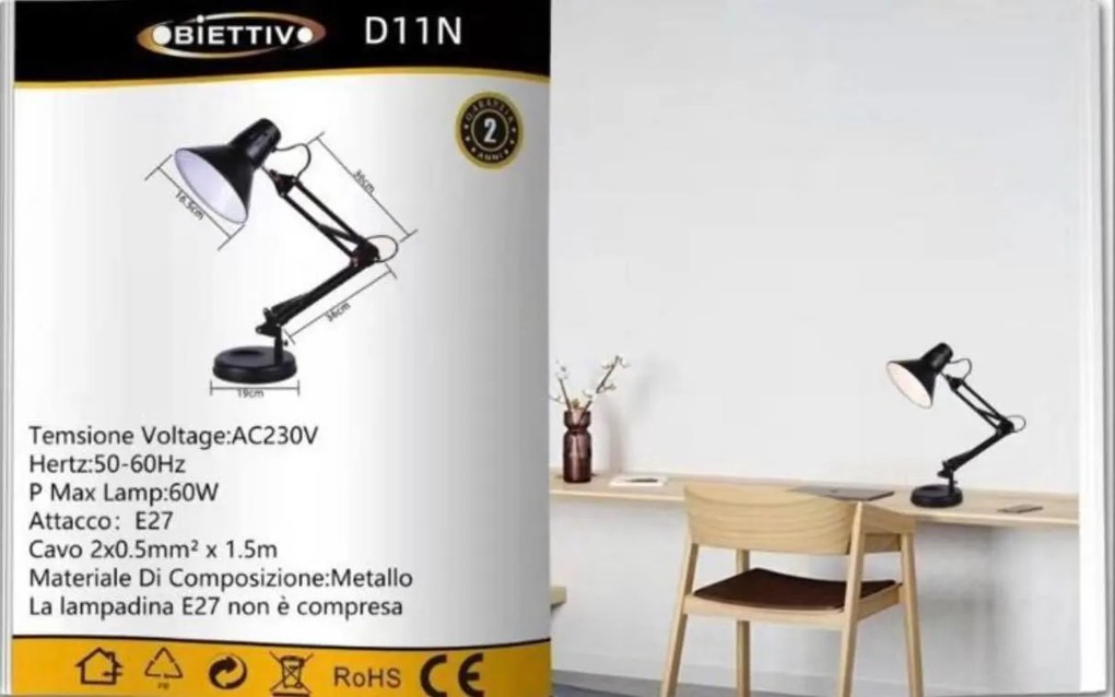 Φωτιστικό Γραφείου Obiettivo D11N Μαύρο
