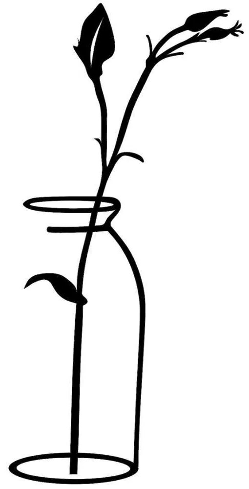 Διακοσμητικό Τοίχου Flower In The Vase 891TNL1990 33x71cm Black Wallity Μέταλλο