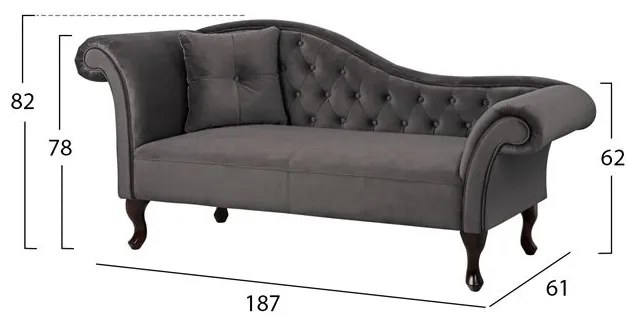 ΑΝΑΚΛΙΝΔΡΟ T.CHESTERFIELD ΓΚΡΙ ΒΕΛΟΥΔΟ NIOVI HM3007.10 ΑΡ.ΜΠΡΑΤΣO 189x61x84Yεκ.