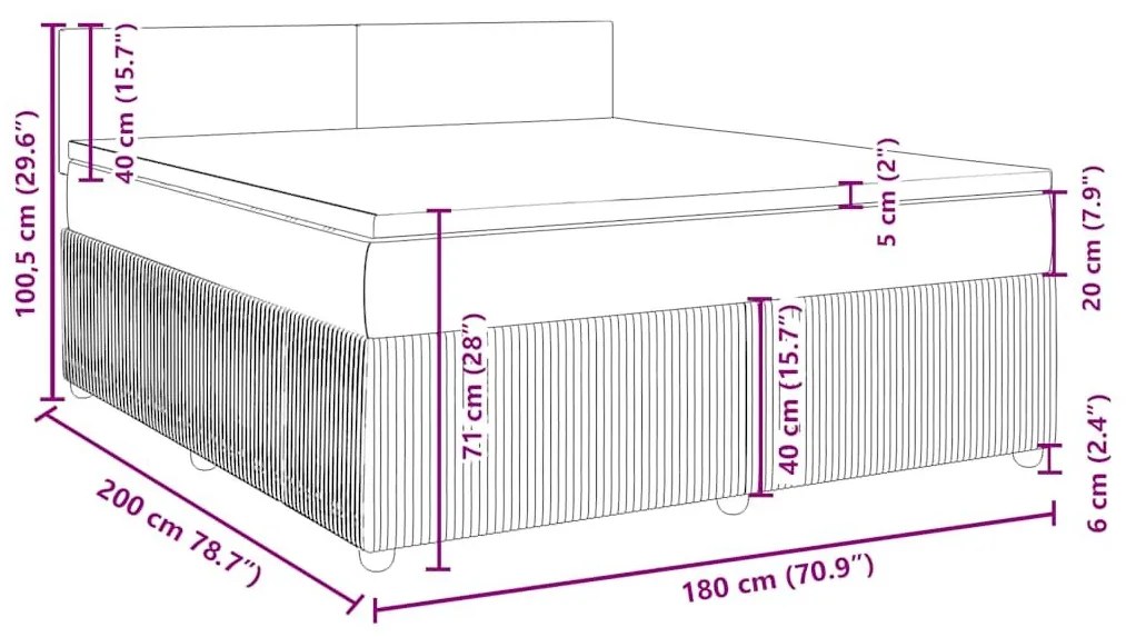 Κρεβάτι Boxspring με Στρώμα Μαύρο 180x200 εκ. Βελούδινο - Μαύρο