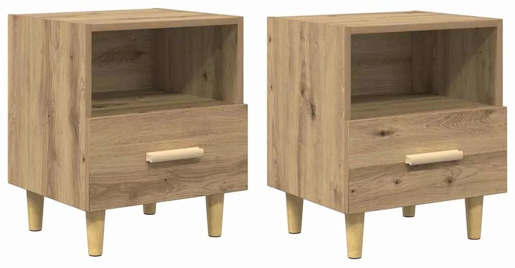 vidaXL Κομοδίνο με συρτάρι 2 pcs artisan δρυς 40 x 35 x 47.5 εκ